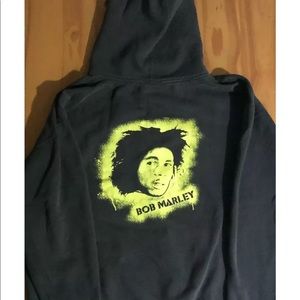 Bob Marley Zip-Up Hooded Sweatshirt Men 2XL Brown